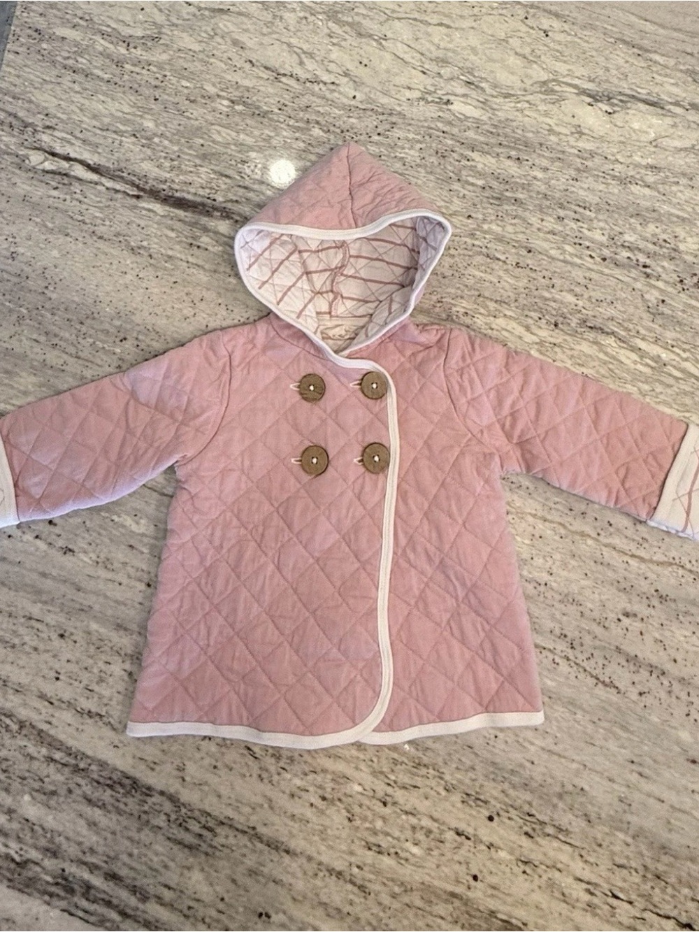 Burt's Bees Pink Quilted Hooded Pea Coat